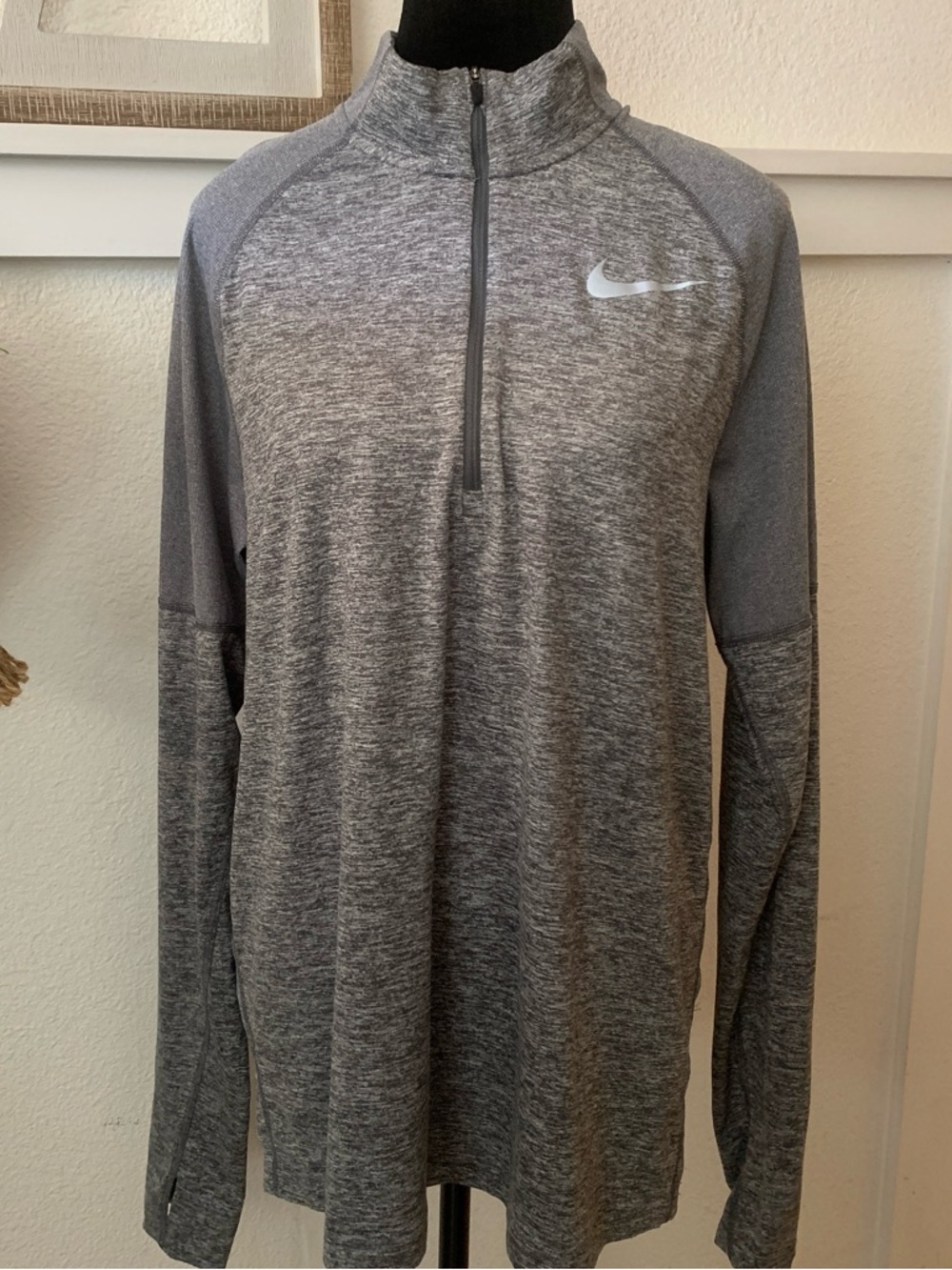 Nike Heathered Gray Half-Zip Performance Top
